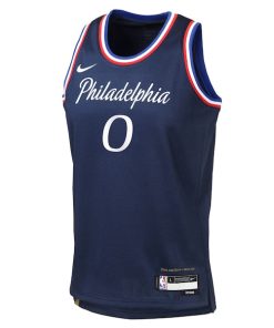 Alternative view of Tyrese Maxey Philadelphia 76ers Nike Youth 2025/26 City Edition Swingman Jersey - Navy