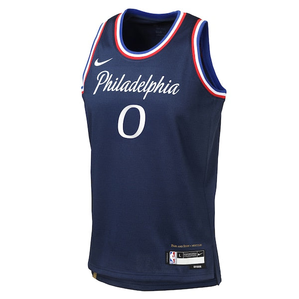 Tyrese Maxey Philadelphia 76ers Nike Youth 2025/26 City Edition Swingman Jersey - Navy - Image 2