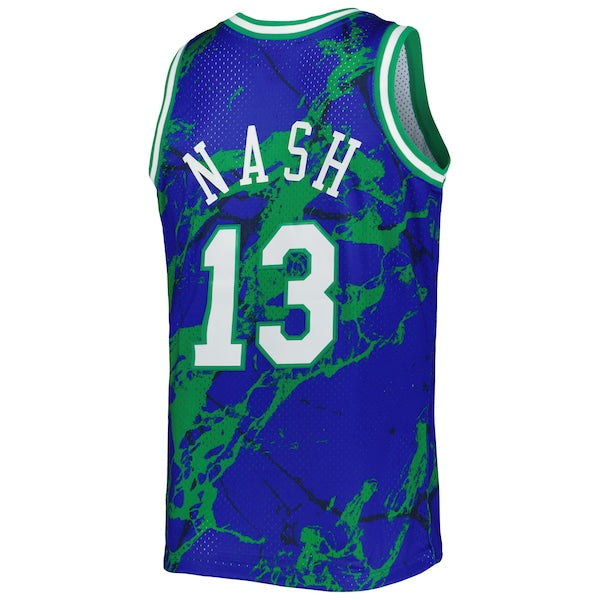 Steve Nash Dallas Mavericks 1998/99 Hardwood Classics Marble Swingman Jersey - Blue - Image 3