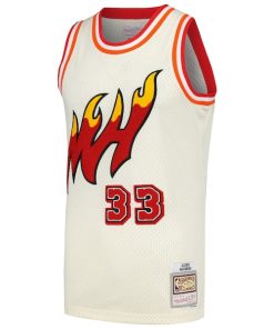 Alternative view of Alonzo Mourning Miami Heat Chainstitch Swingman Jersey - Cream