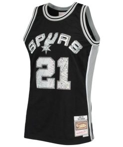 Alternative view of Tim Duncan San Antonio Spurs 1998/99 Hardwood Classics NBA 75th Anniversary Diamond Swingman Jersey - Black