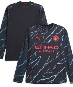 Manchester City Puma 2023/24 Third Long Sleeve Replica Jersey - Navy