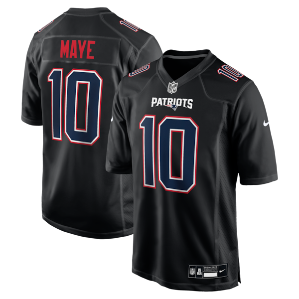 Drake Maye New England Patriots Nike Game Jersey - Carbon Black/White - Image 2