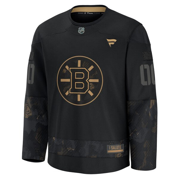 Boston Bruins 2024 Military Appreciation Personalized Long Sleeve Practice Jersey - Black - Image 2