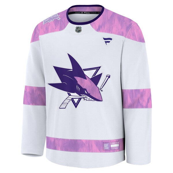 San Jose Sharks Hockey Fights Cancer Practice Jersey - White - Image 2