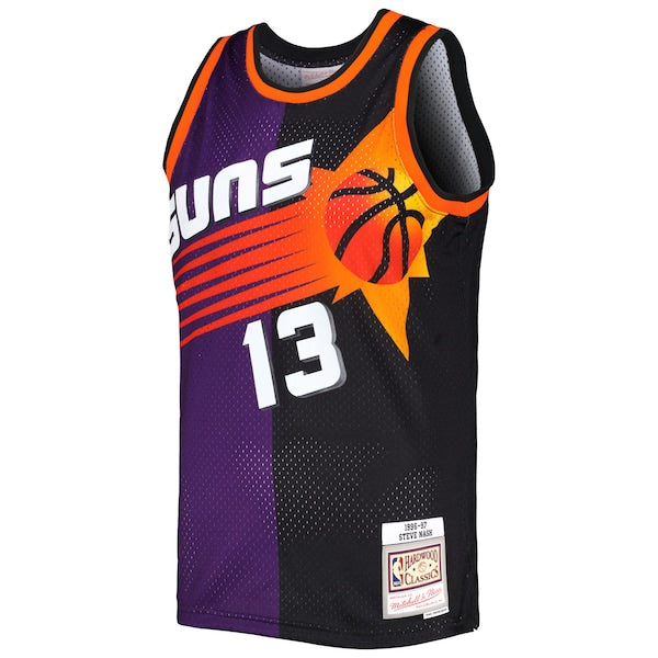 Steve Nash Phoenix Suns Hardwood Classics 1996/97 Split Swingman Jersey - Purple/Black - Image 3