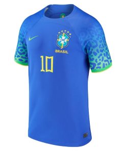 Alternative view of Neymar Jr. Brazil National Team Nike 2022/23 Away Breathe Stadium Replica Player Jersey - Blue