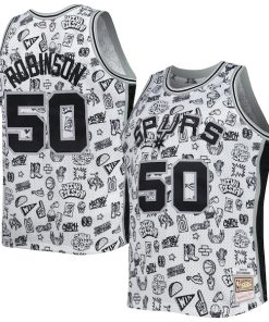David Robinson San Antonio Spurs 1998/99 Hardwood Classics Doodle Swingman Player Jersey - White