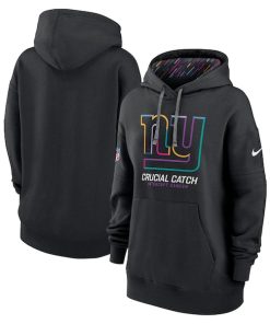 New York Giants Nike Women's 2024 NFL Crucial Catch Club Pullover Hoodie - Black