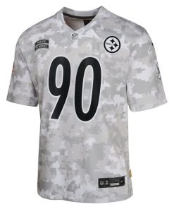 Alternative view of T.J. Watt Pittsburgh Steelers Nike Youth 2024 Salute to Service Game Jersey - Arctic Camo