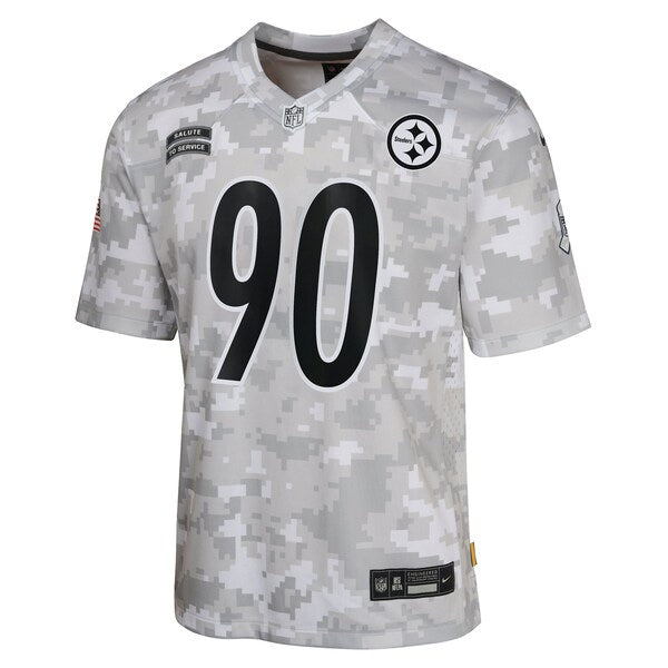 T.J. Watt Pittsburgh Steelers Nike Youth 2024 Salute to Service Game Jersey - Arctic Camo - Image 2