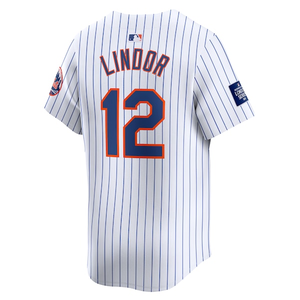 Francisco Lindor New York Mets Nike 2024 MLB World Tour London Series Home Limited Player Jersey - White - Image 3