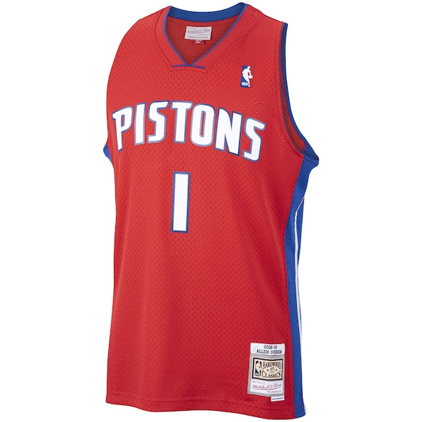 Allen Iverson Detroit Pistons 2008/09 Hardwood Classics Swingman Jersey - Red - Image 2