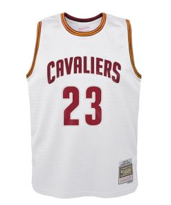 Alternative view of LeBron James Cleveland Cavaliers  Youth 2015-16 Hardwood Classics Swingman Throwback Home Jersey - White