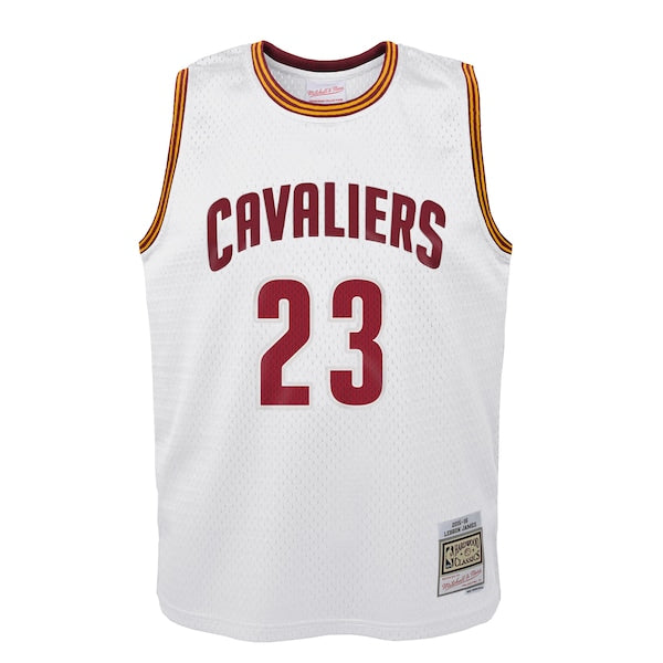 LeBron James Cleveland Cavaliers Youth 2015-16 Hardwood Classics Swingman Throwback Home Jersey - White - Image 2