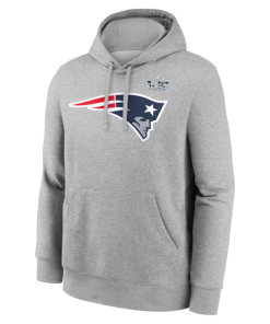 Alternative view of Men's New England Patriots Drake Maye Nike Heather Gray Super Bowl LX Patch Name & Number Hoodie