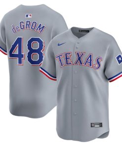 Alternative view of Jacob deGrom Texas Rangers Nike Away Limited Player Jersey - Gray/White