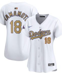 Yoshinobu Yamamoto Los Angeles Dodgers Nike Women's 2025 Gold Collection Limited Jersey - White