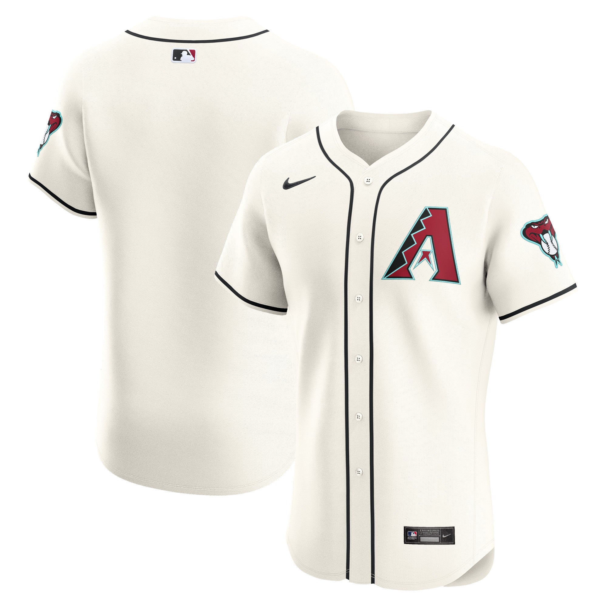 Arizona Diamondbacks Nike Vapor Premier Elite Patch Jersey - Red/Cream/Gray - Image 7