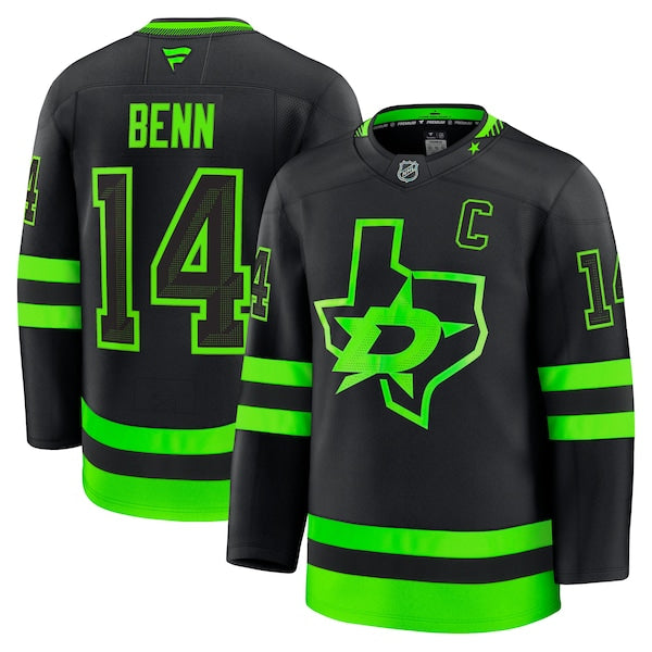 Jamie Benn Dallas Stars Alternate Premium Jersey - Black/Kelly Green - Image 2