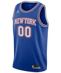 Alternative view of New York Knicks Jordan Brand Swingman Custom Jersey - Statement Edition - Blue
