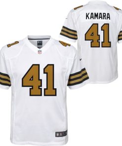 Alternative view of Alvin Kamara New Orleans Saints Nike Youth Game Jersey - White/Black