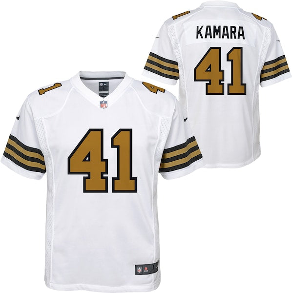 Alvin Kamara New Orleans Saints Nike Youth Game Jersey - White/Black - Image 2