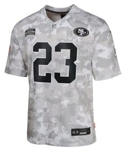 Alternative view of Christian McCaffrey San Francisco 49ers Nike Youth 2024 Salute to Service Game Jersey - Arctic Camo