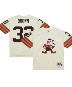 Jim Brown Cleveland Browns Chainstitch Legacy Jersey - Cream