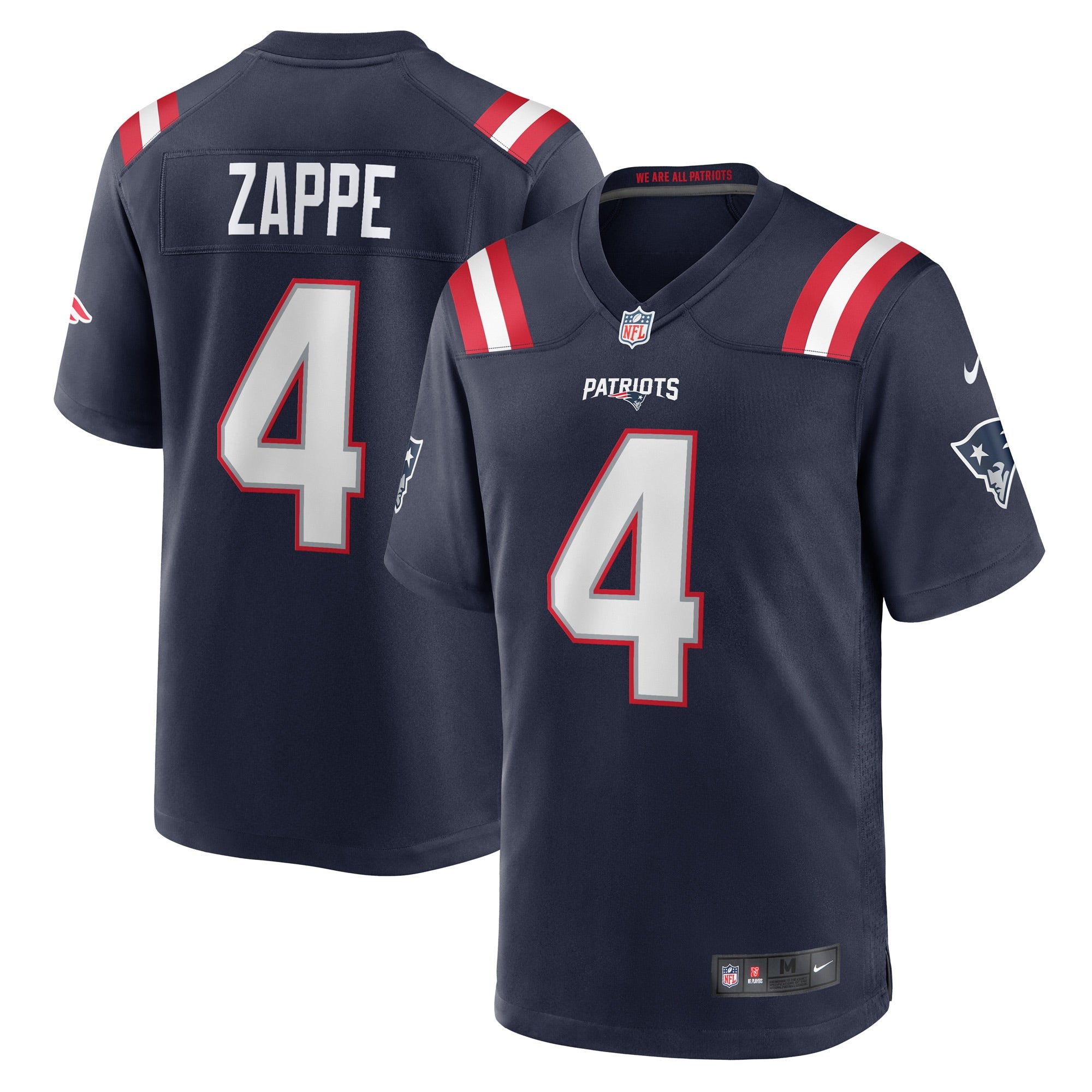 Bailey Zappe New England Patriots Nike Alternate Game Player Jersey - Red/Navy/White - Image 5
