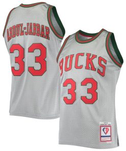Kareem Abdul-Jabbar Milwaukee Bucks 75th Anniversary 1971/72 Hardwood Classics Swingman Jersey - Silver