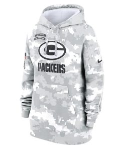 Alternative view of Green Bay Packers Nike Women's 2024 Salute To Service Club Fleece Pullover Hoodie - Arctic Camo