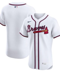 Alternative view of Atlanta Braves Nike Home Elite Jersey - White/Red/Navy