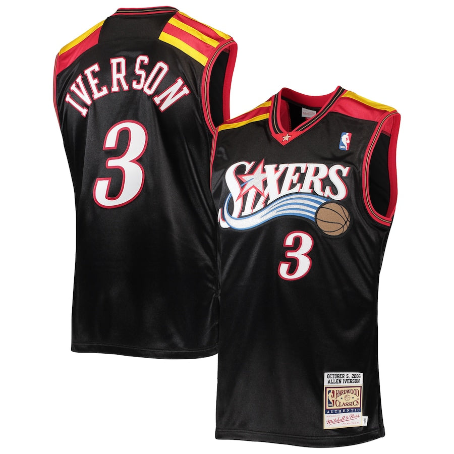 Allen Iverson Philadelphia 76ers 1996/97 Hardwood Classics Authentic Jersey - Red/Black/White - Image 7