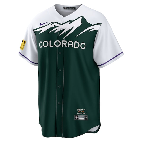 Charlie Blackmon Colorado Rockies Nike City Connect Replica Player Jersey - White/Forest Green - Image 2