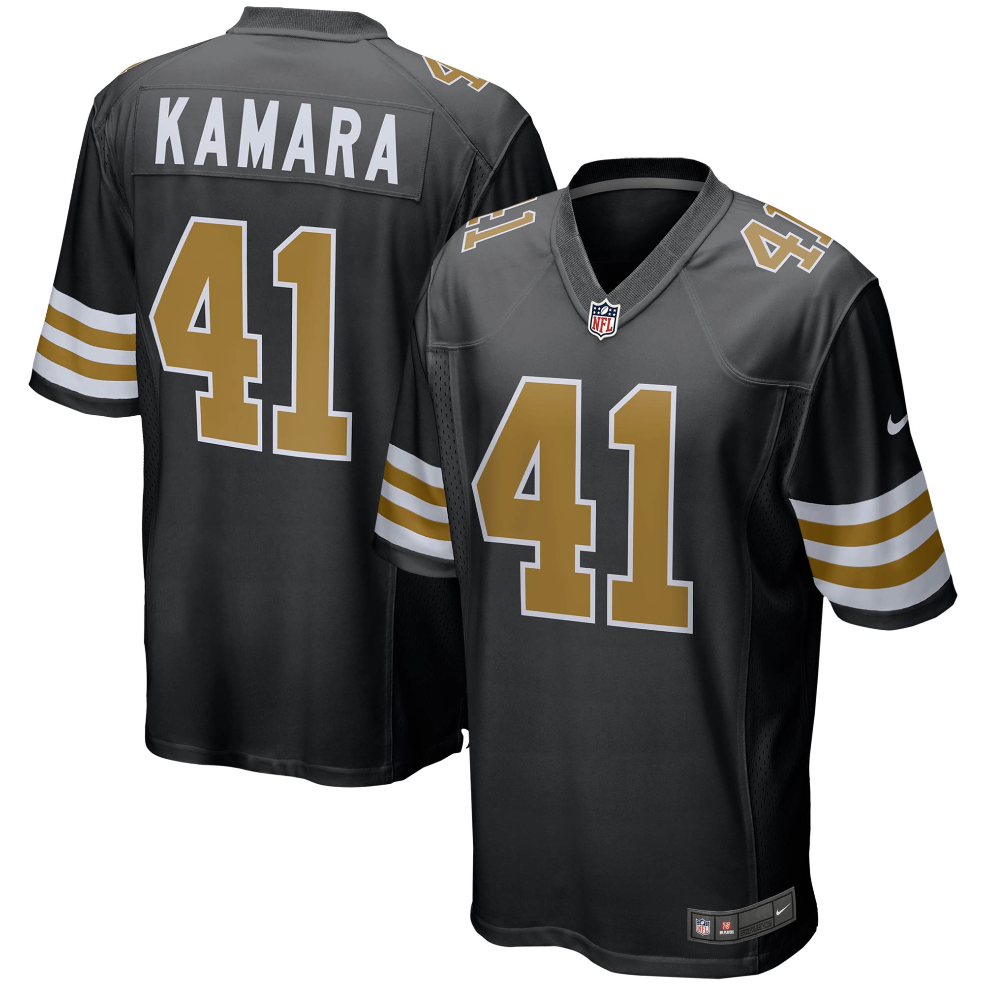 Alvin Kamara New Orleans Saints Nike Gameday Golds Alternate Game Player Jersey - Gold/Black/White - Image 5