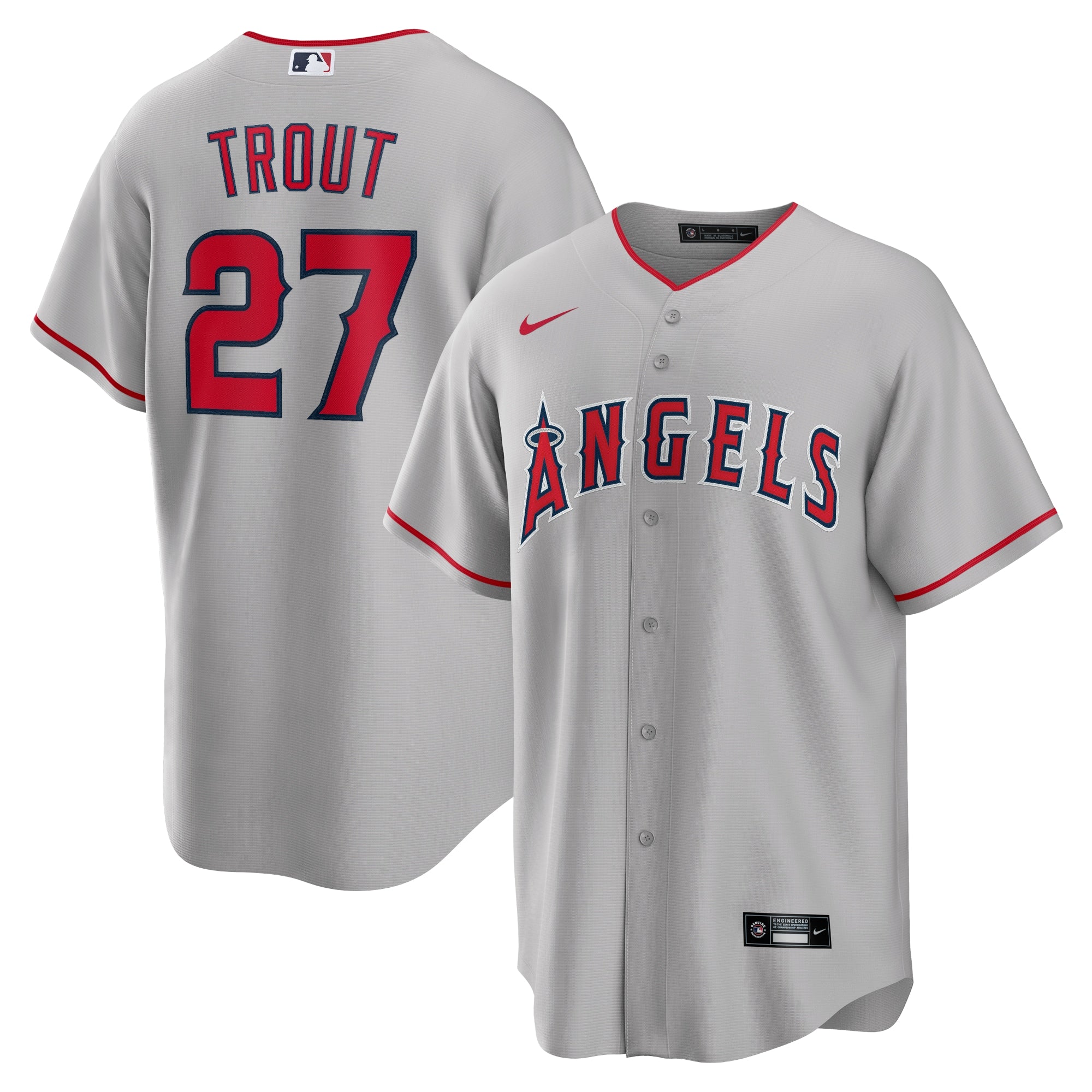 Mike Trout Los Angeles Angels Nike Alternate Replica Player Name Jersey - Red/Silver/White - Image 5