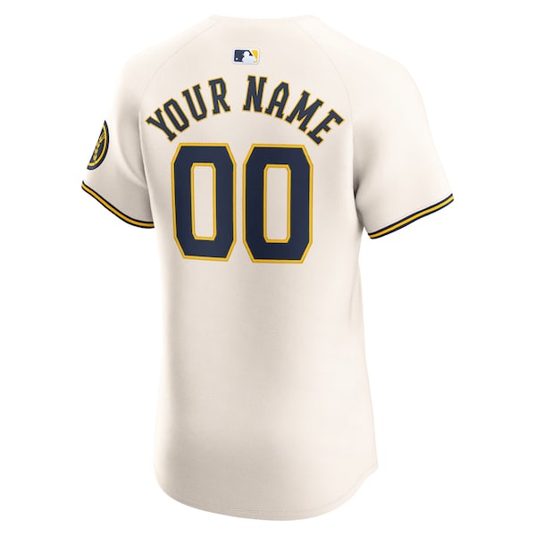 Milwaukee Brewers Nike Home Elite Custom Jersey - Cream - Image 3