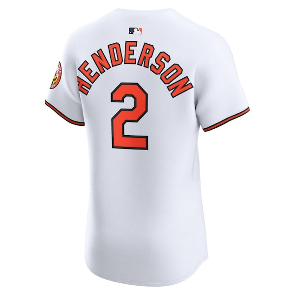 Gunnar Henderson Baltimore Orioles Nike Home Elite Jersey - White - Image 3