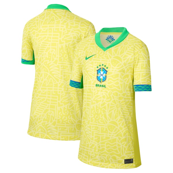 Brazil National Team Nike Youth 2024 Home Stadium Replica Jersey?ยจC Yellow