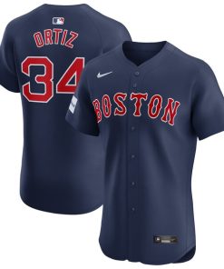 David Ortiz Boston Red Sox Nike Alternate Elite Sponsor Patch Player Jersey - Navy