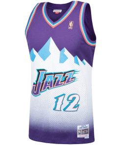 Alternative view of John Stockton Utah Jazz Hardwood Classics Swingman Jersey - Purple