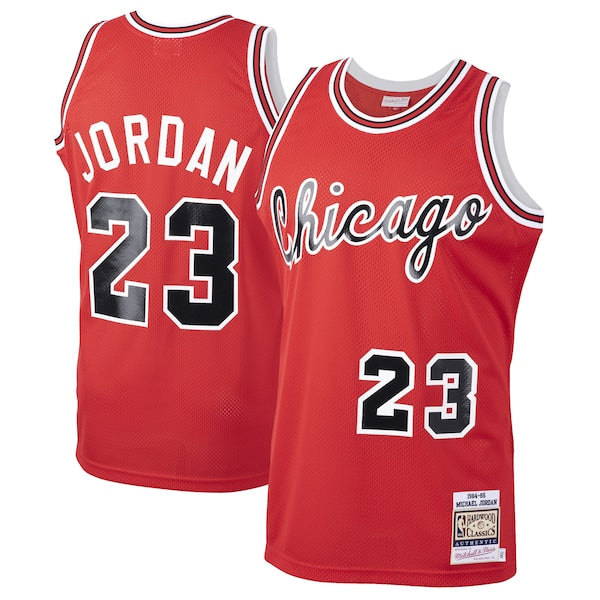 Men's Chicago Bulls Michael Jordan Red 1984/85 Hardwood Classics Rookie Authentic Jersey - Red/White - Image 2