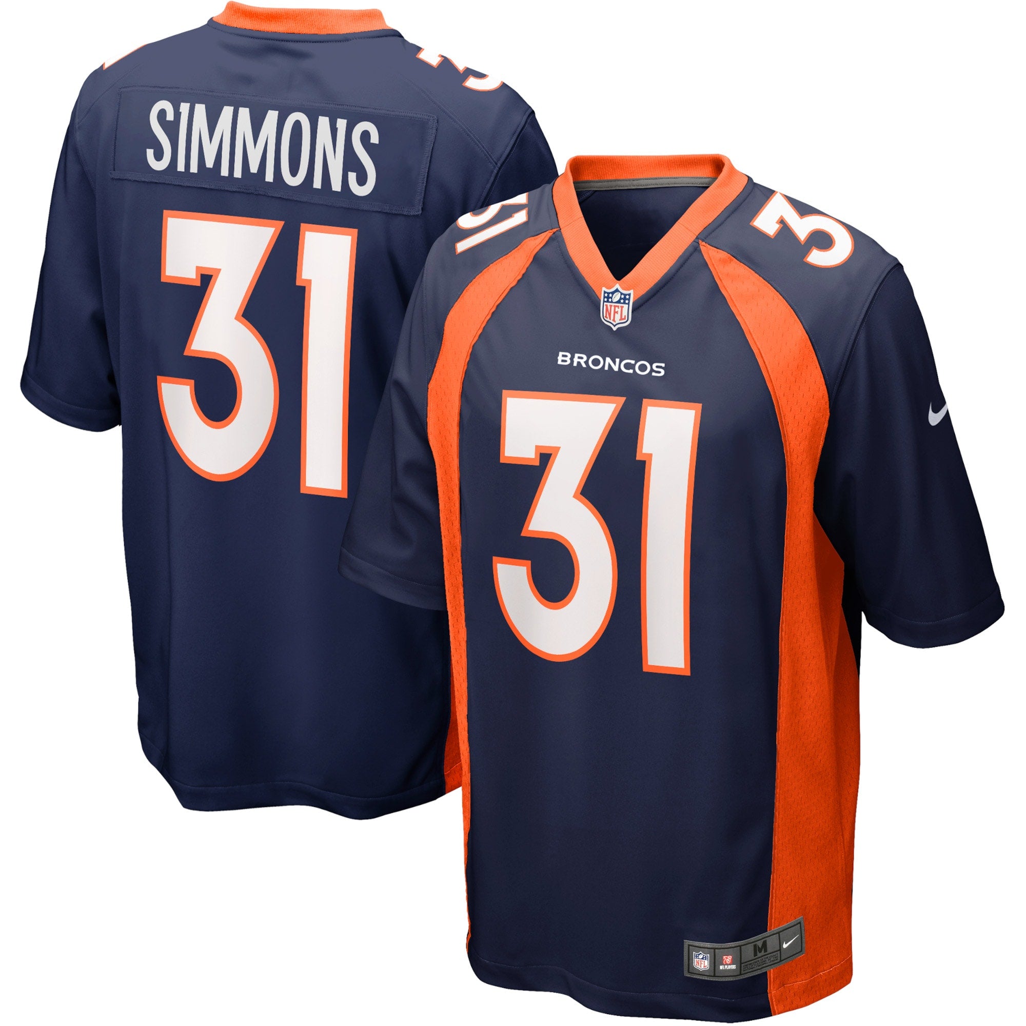 Justin Simmons Denver Broncos Nike Alternate Game Jersey - Orange/Navy - Image 6
