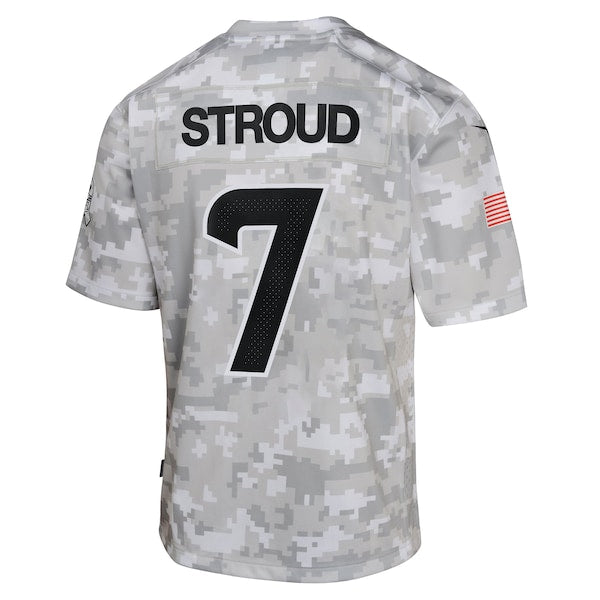 C.J. Stroud Houston Texans Nike Youth 2024 Salute to Service Game Jersey - Arctic Camo - Image 3