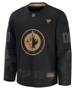 Alternative view of Winnipeg Jets  2024 Military Appreciation Personalized Long Sleeve Practice Jersey - Black