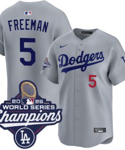 Freddie Freeman Los Angeles Dodgers Nike 2025 World Series Champions Limited Jersey - Grey