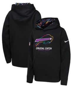 Buffalo Bills Nike Youth 2024 NFL Crucial Catch Pullover Hoodie - Black