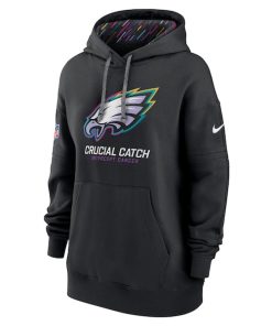 Alternative view of Philadelphia Eagles Nike Women's 2024 NFL Crucial Catch Club Pullover Hoodie - Black