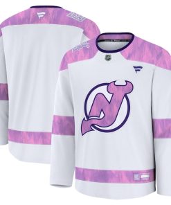 New Jersey Devils  2024 Hockey Fights Cancer Practice Jersey - White